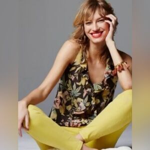 CAbi Floral Sleeveless Ruffle Top